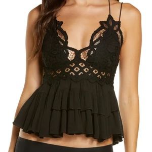 Free People Black Lace Adella Camisole Top Medium